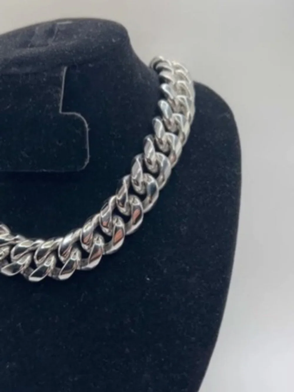Miami Cuban Link Chain Real Silver Stainless Steel Plated 18mm 18 Inch Mens